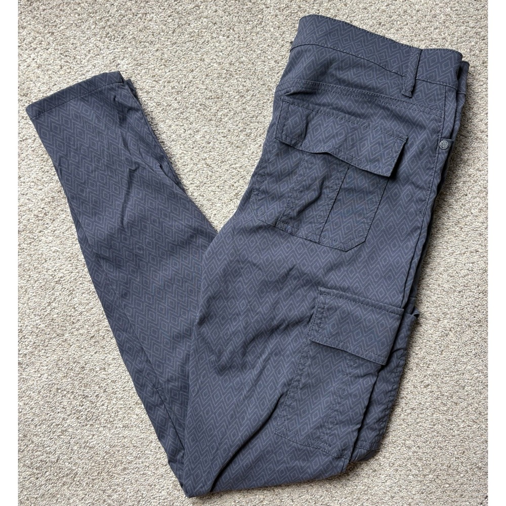 Prana Meme Womens Size 6 Gray Geometric Print Cargo Pants Hike Outdoors Stretchy